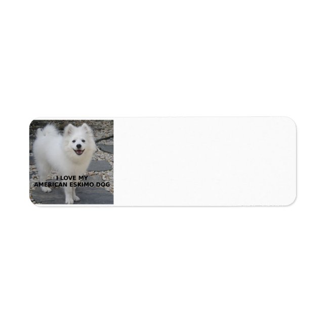 Amerikanska_eskimo_Hund_kärlek w pic Returadress Etikett (Framsidan)