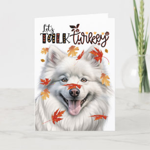 Amerikanska eskimo Hund Låt oss Talk Turkey Thanks Helgkort