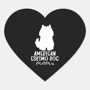 Amerikanska eskimo Hund Mamma Hjärtformat Klistermärke