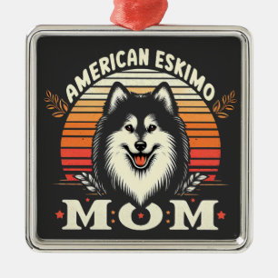 Amerikanska eskimo Hund-Mamma - Moster hund älskar Julgransprydnad Metall