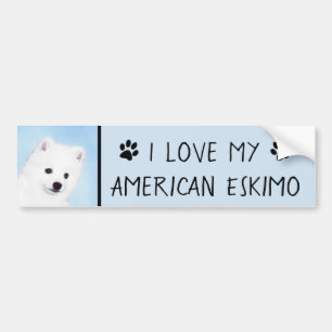 Amerikanska eskimo-Hund - Original Hund Art Bildekal