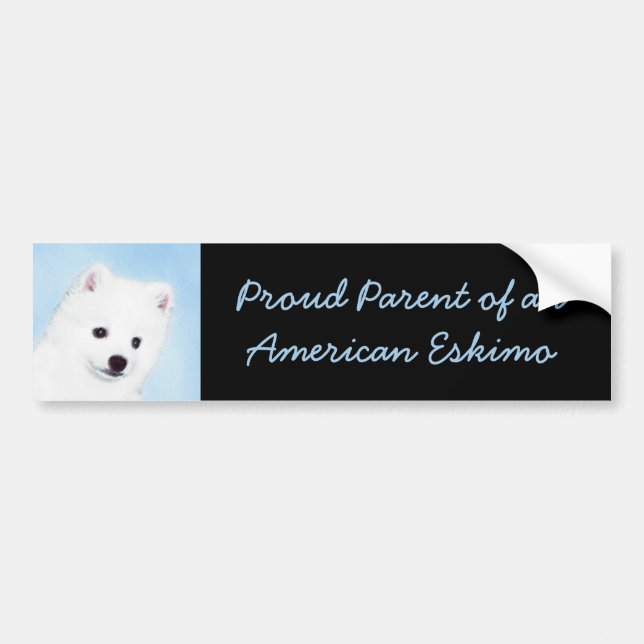 Amerikanska eskimo-Hund - Original Hund Art Bildekal (Framsidan)