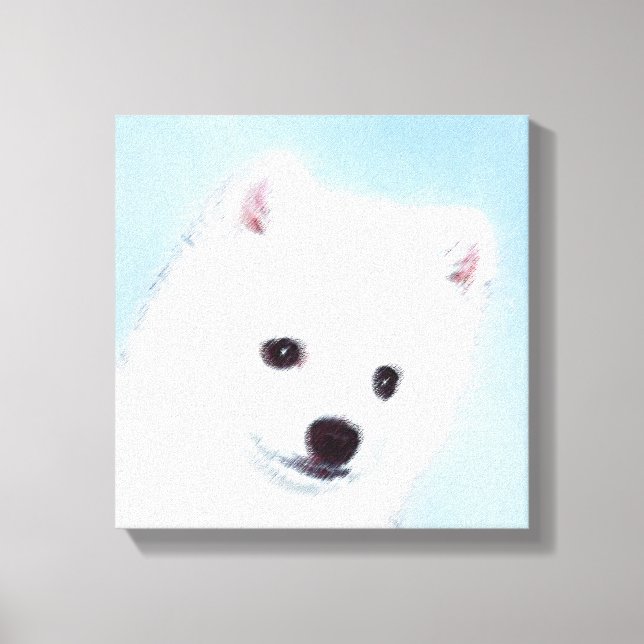Amerikanska eskimo-Hund - Original Hund Art Canvastryck (Framsida)