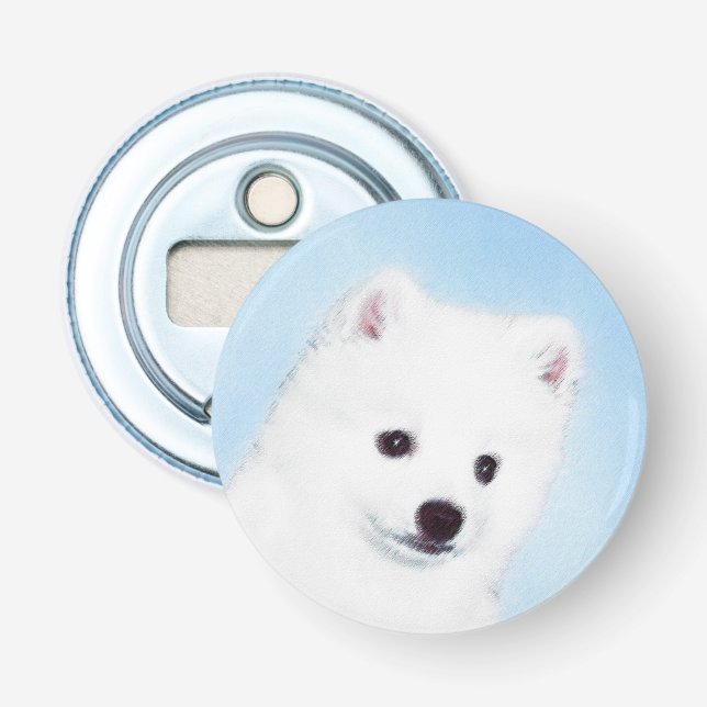Amerikanska eskimo-Hund - Original Hund Art Flasköppnare (Framsidan)