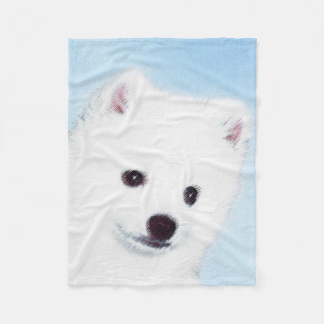 Amerikanska eskimo-Hund - Original Hund Art Fleecefilt (Framsidan)