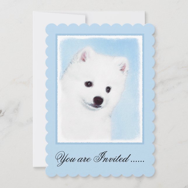 Amerikanska eskimo-Hund - Original Hund Art Inbjudningar (Framsida)