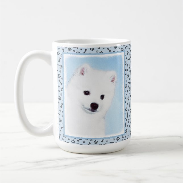Amerikanska eskimo-Hund - Original Hund Art Kaffemugg (Vänster)