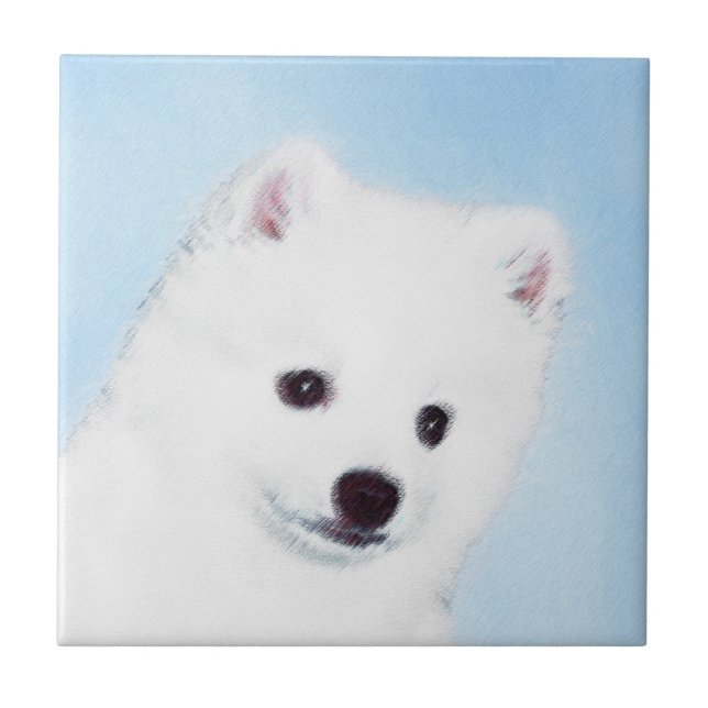 Amerikanska eskimo-Hund - Original Hund Art Kakelplatta (Framsidan)