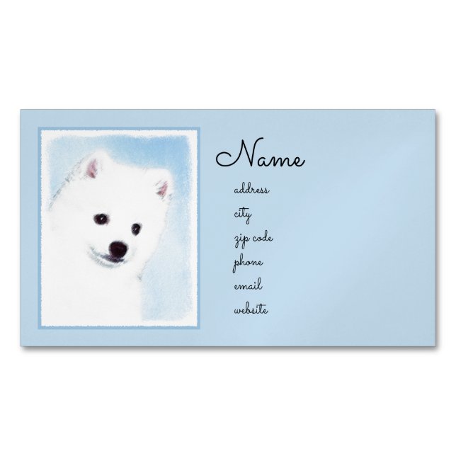 Amerikanska eskimo-Hund - Original Hund Art Magnetiska Visitkort (Framsida)