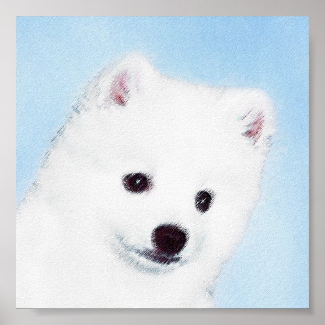 Amerikanska eskimo-Hund - Original Hund Art Poster (Framsidan)