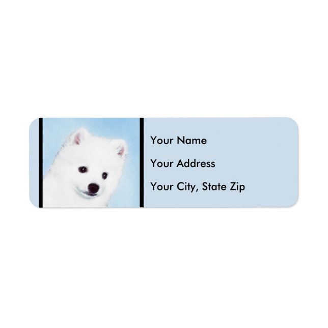 Amerikanska eskimo-Hund - Original Hund Art Returadress Etikett (Framsidan)