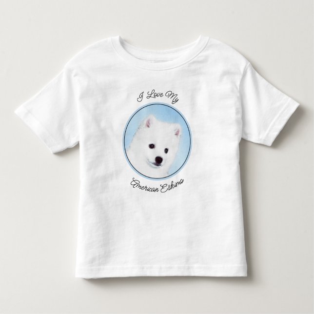 Amerikanska eskimo-Hund - Original Hund Art T Shirt (Framsida)