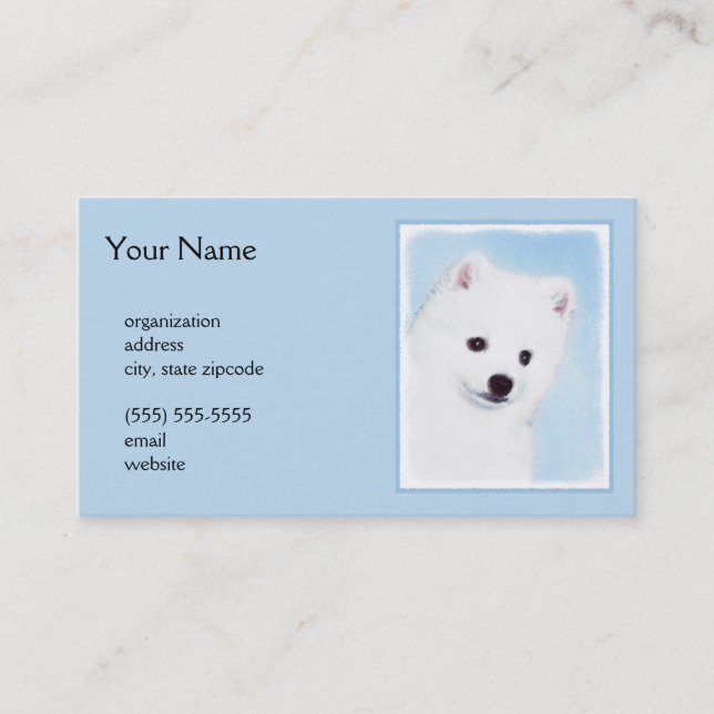 Amerikanska eskimo-Hund - Original Hund Art Visitkort (Framsida)