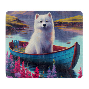 Amerikanska eskimo-Hund på Paddle: En scen Äventyr