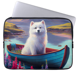 Amerikanska eskimo-Hund på Paddle: En scen Äventyr Laptop Fodral