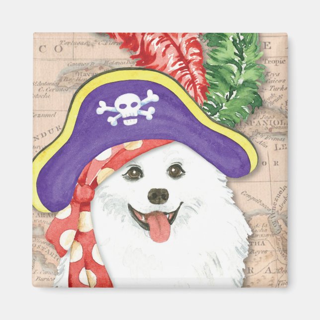 Amerikanska eskimo Hund Pirat Magnet (Framsidan)