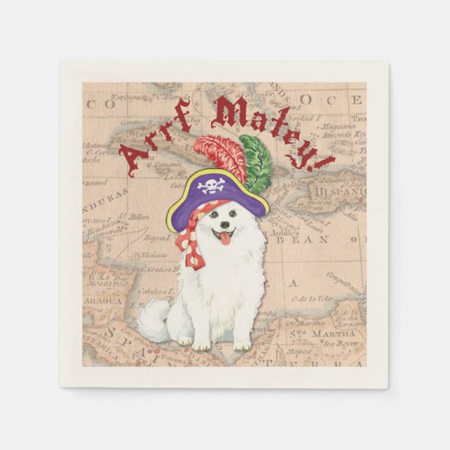 Amerikanska eskimo Hund Pirat Napkins Pappersservett (Framsidan)
