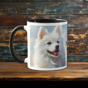 Amerikanska eskimo Hund Porträtt Mugg