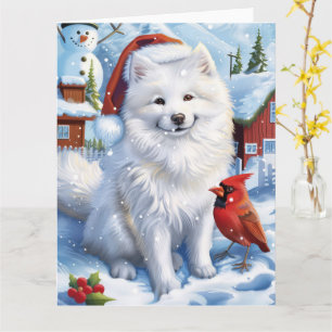 Amerikanska eskimo Hund Winter Wonderland jul Kort
