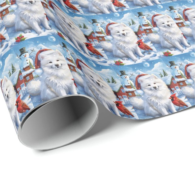 Amerikanska eskimo Hund Winter Wonderland jul Presentpapper (Rullad Hörn)
