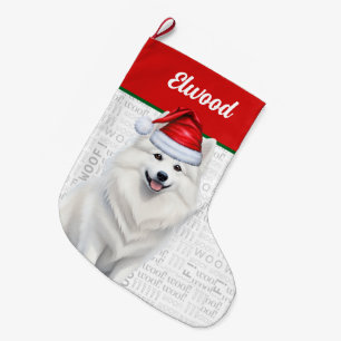 Amerikanska eskimo Hund Woof Stor Julstrumpa