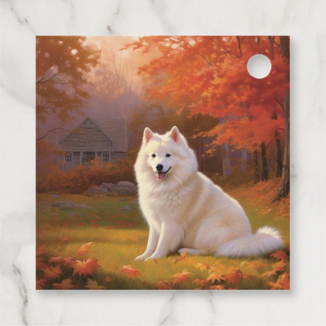 Amerikanska eskimo i Höst löv Fall Inspired Gåvor Etiketter (Baksida)