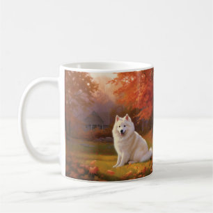 Amerikanska eskimo i Höst löv Fall Inspired Kaffemugg