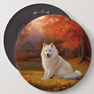 Amerikanska eskimo i Höst löv Fall Inspired Knapp