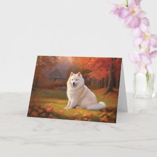 Amerikanska eskimo i Höst löv Fall Inspired Kort