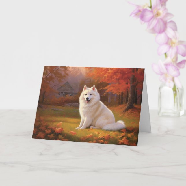 Amerikanska eskimo i Höst löv Fall Inspired Kort (Orkide)