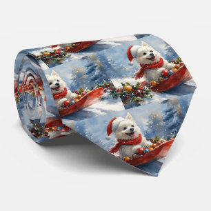 Amerikanska eskimo i Sledge Låt det snöa jul Slips
