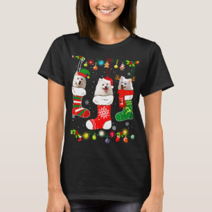 Amerikanska eskimo-julen Ljus Funny Puppy Julafton T Shirt
