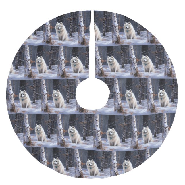 Amerikanska eskimo Låt det snöa jul Julgransmatta Borstad Polyester (Framsidan)