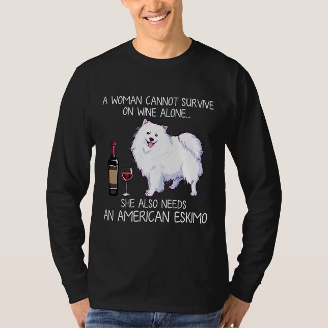 Amerikanska eskimo och Vin Hund Passande T Shirt (Framsida)