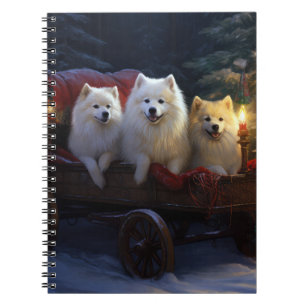 Amerikanska eskimo Snowy Sleigh-juldekretet Anteckningsbok