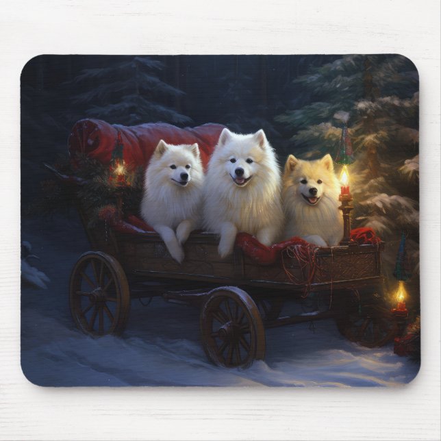 Amerikanska eskimo Snowy Sleigh-juldekretet Musmatta (Framsidan)