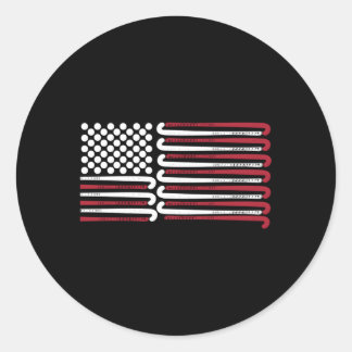 Amerikanska Fält-hockey med Bollar och Klubbar Runt Klistermärke