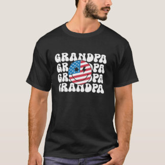 Amerikanska farfar Retro Groovy 4:e juli Smile Fa T Shirt