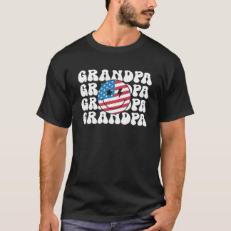 Amerikanska farfar Retro Groovy 4:e juli Smile Fa T Shirt