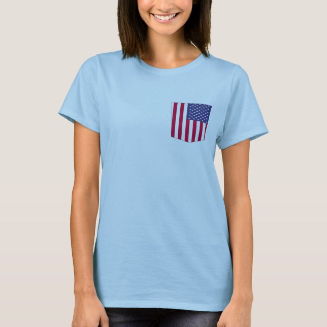 Amerikanska färg fickfickans mönster-fickans utfor t-shirt (Framsida)