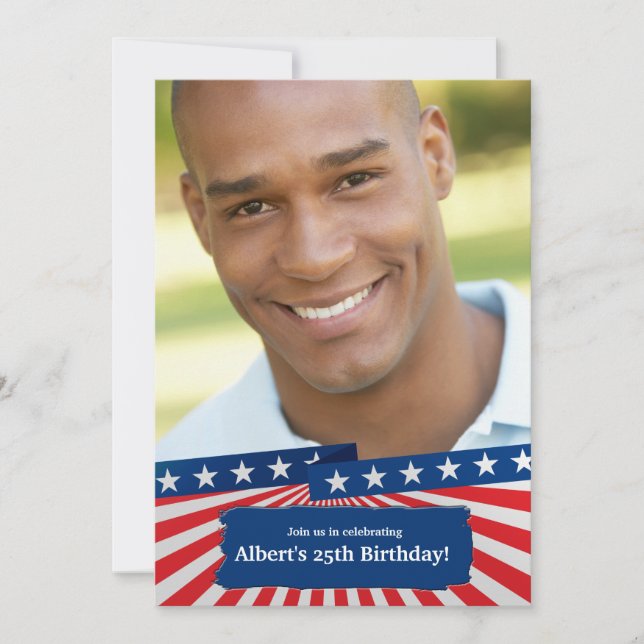 Amerikanska Färger Foto Patriotisk Inbjudan (Framsida)