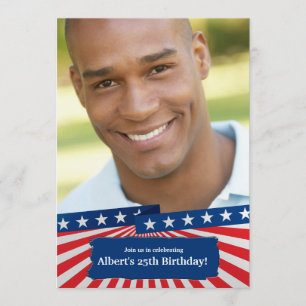 Amerikanska Färger Foto Patriotisk Inbjudan