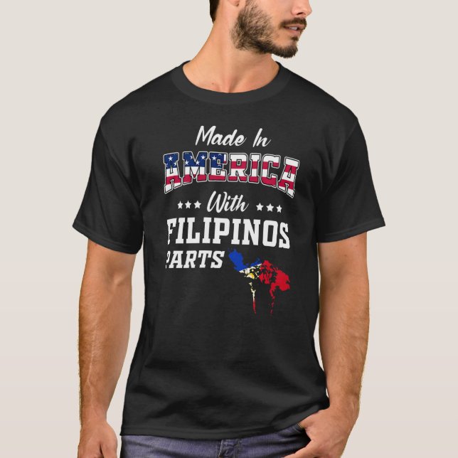 Amerikanska filippinska delar Filip Karta USA flag T Shirt (Framsida)