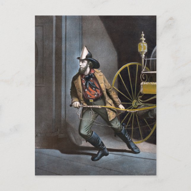 Amerikanska Fireman 1858-Vintagens vykort (Framsida)
