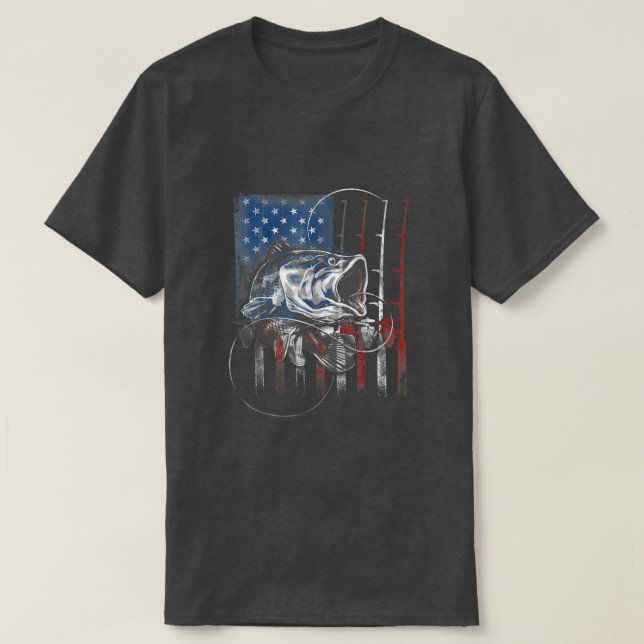Amerikanska Fiskeriorganisationen Rod Flagga Fishe T Shirt (Design framsida)