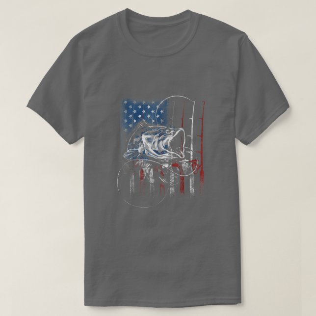 Amerikanska Fiskeriorganisationen Rod Flagga Fishe T Shirt (Design framsida)