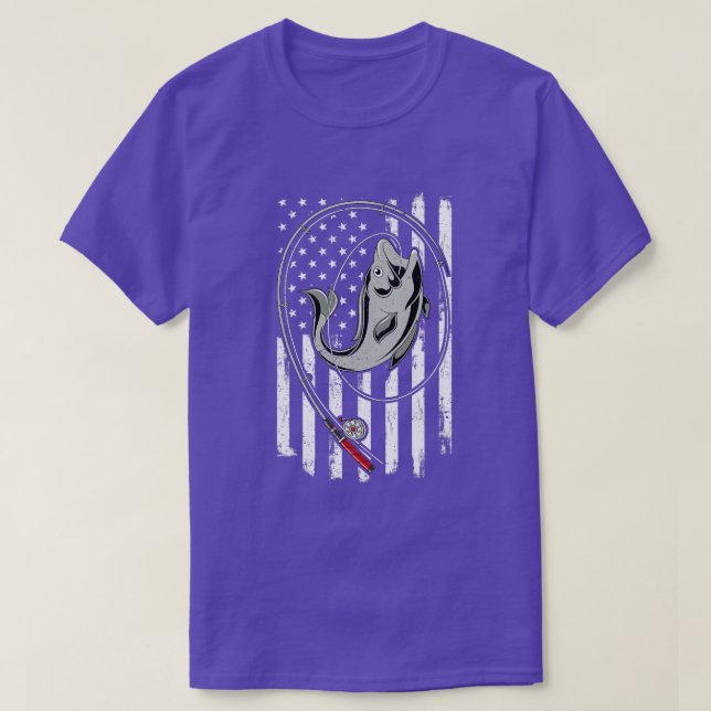 Amerikanska fiskfiskare USA flagga Fiske T Shirt (Design framsida)