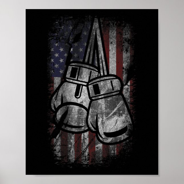 Amerikanska flagg boxnings tröjor för män kvinnor  poster (Framsidan)