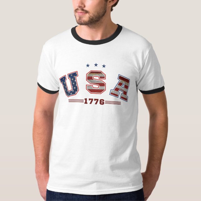 Amerikanska Flagga 1776, 4:e dagen för veteraner i T Shirt (Framsida)