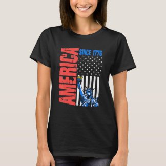 Amerikanska Flagga 1776 Statue Liberty 4:e juli, o T Shirt